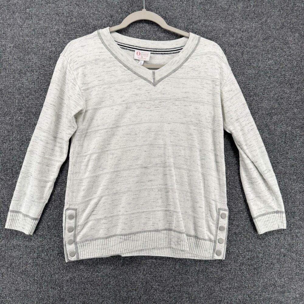 Oprah Magazine‎ Talbots Sweater Petite PS Gray Pullover V-Neck Preppy Old Money